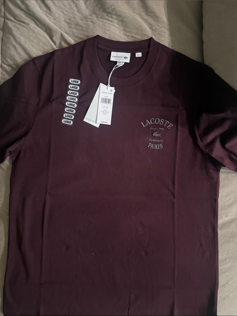Lacoste Men's Crew Neck T-Shirt in Deep Wine